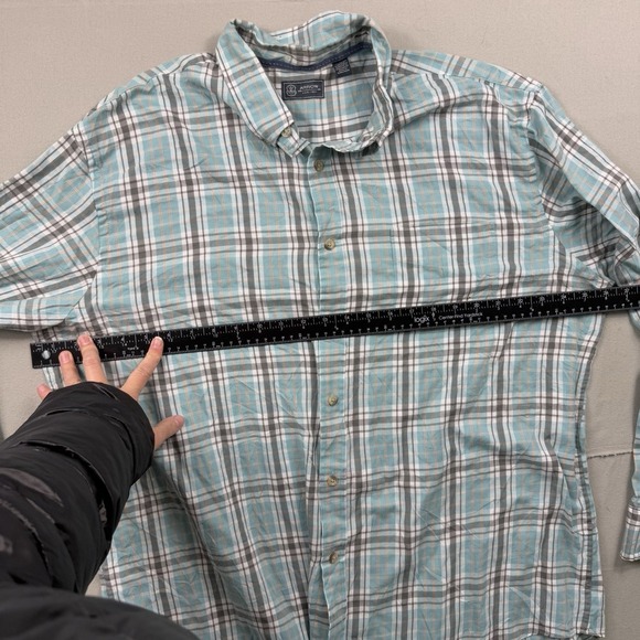 Arrow Blue Jeans Co. Plaids Long Sleeve Men' Shirt TEAL Orange XL Shirt - Picture 3 of 6